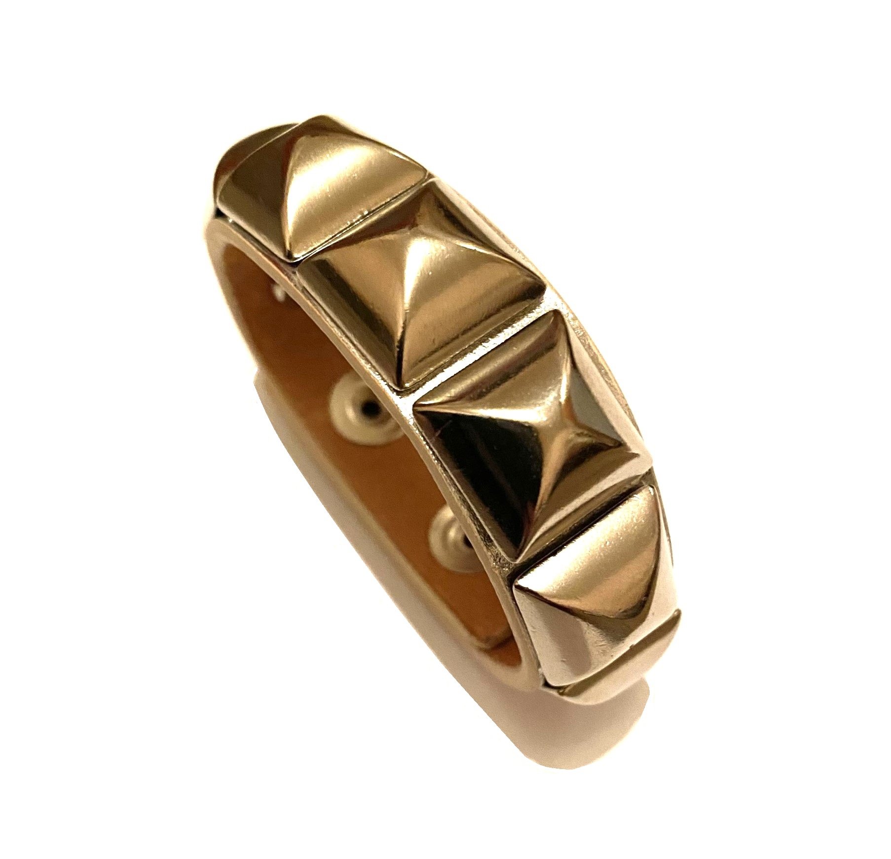 Silver Leather LW4 Superior Pyramid Stud Wristband — The London